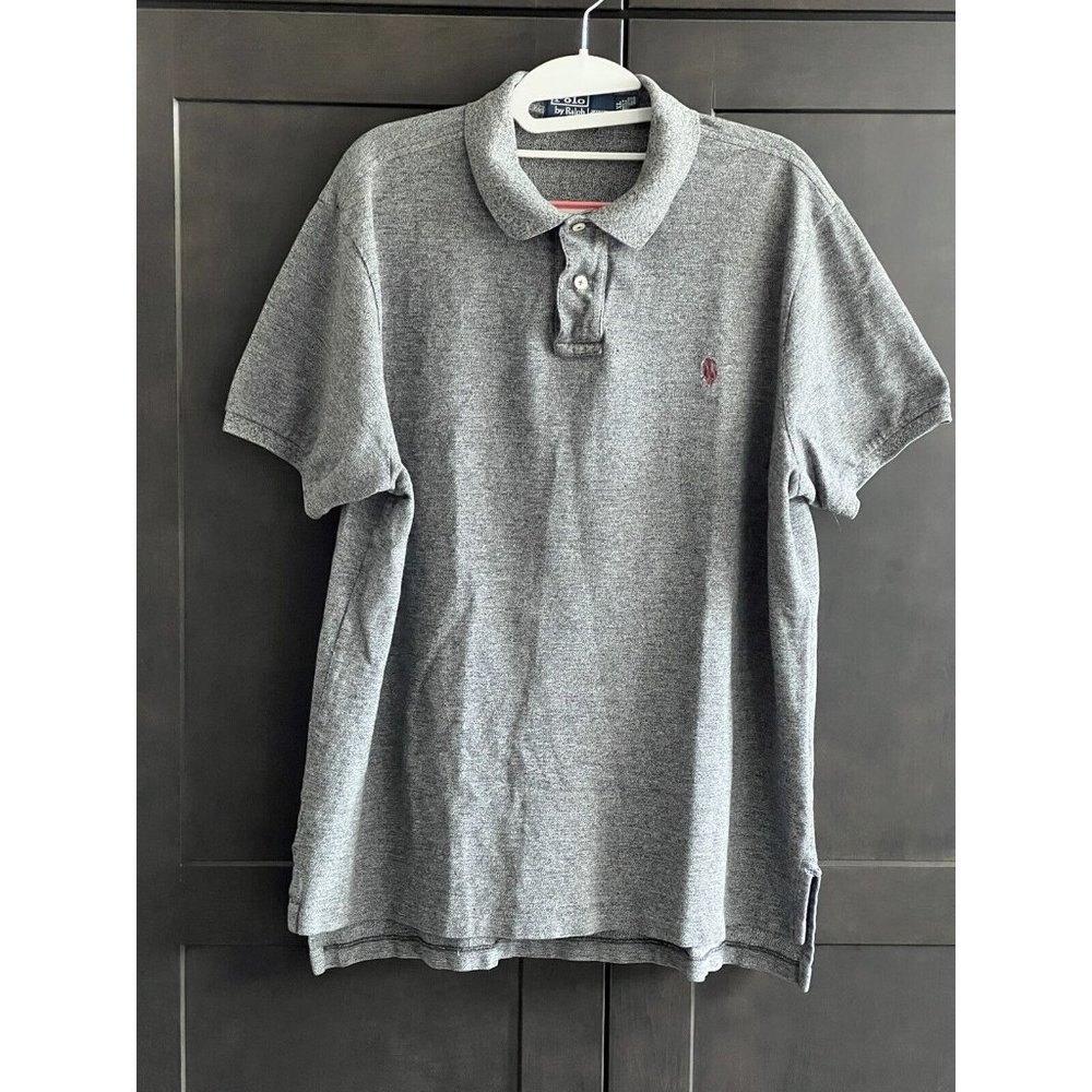 Polo Ralph Lauren Custom Fit Polo Shirt Mens XL Grey Short Sleeve 100% Cotton